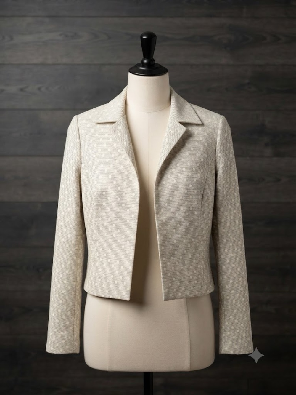 Barry Bricken Vintage Cream & Black Pinstripe Polka Dot Blazer Size 8